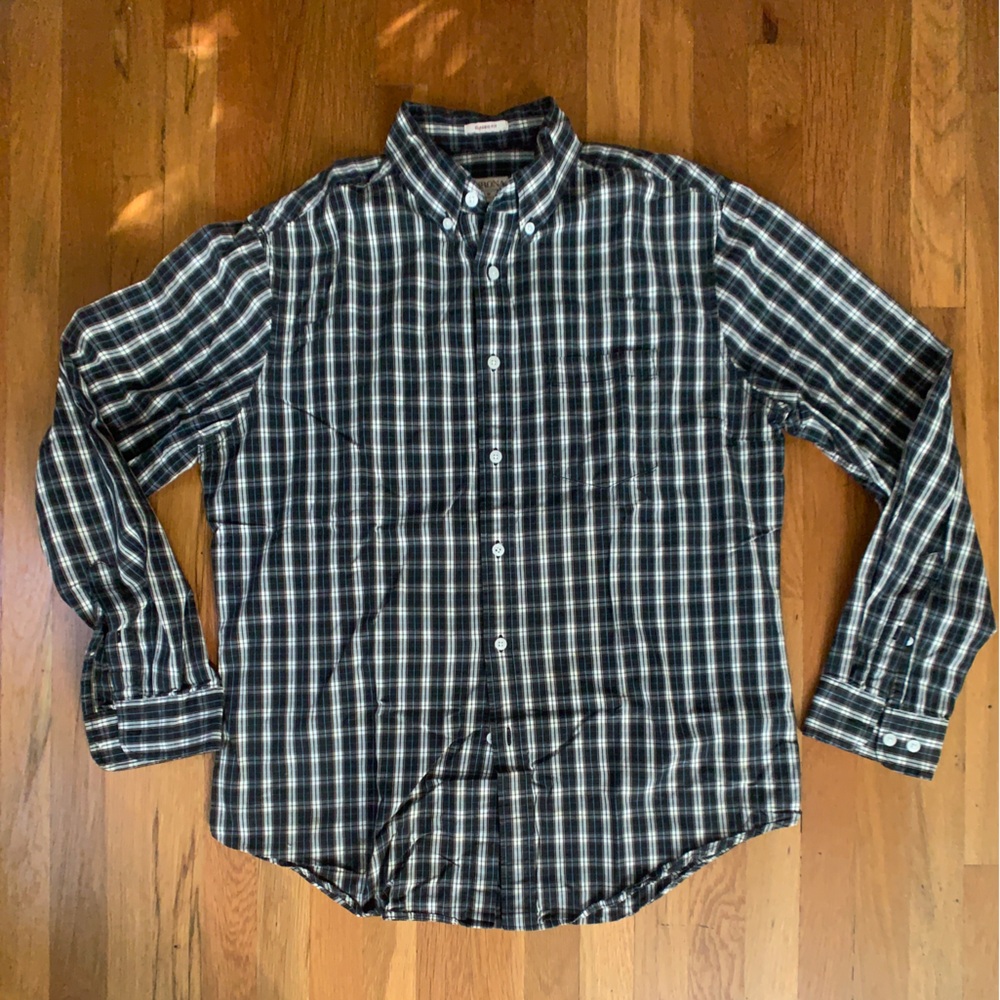 Merona Classic Fit Black Plaid Button Down